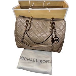Michael Kors Quilted Leather Large Susannah Tote, Taupe